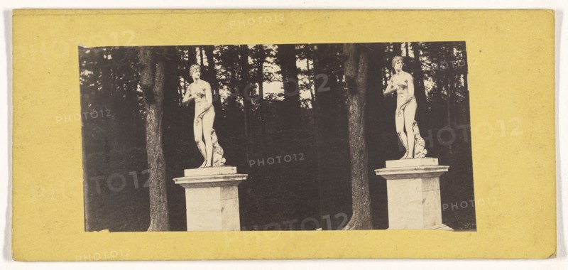 statue, French park; French; about 1860; Albumen silver print
