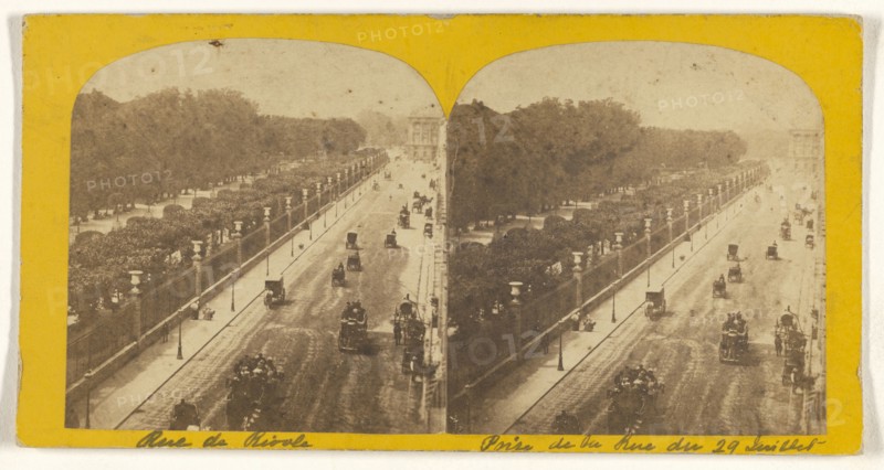 Vue Instantanee de Paris. Rue de Rivoli, Prise de la Rue du 29 Juillet; French; about 1865; Albumen silver print