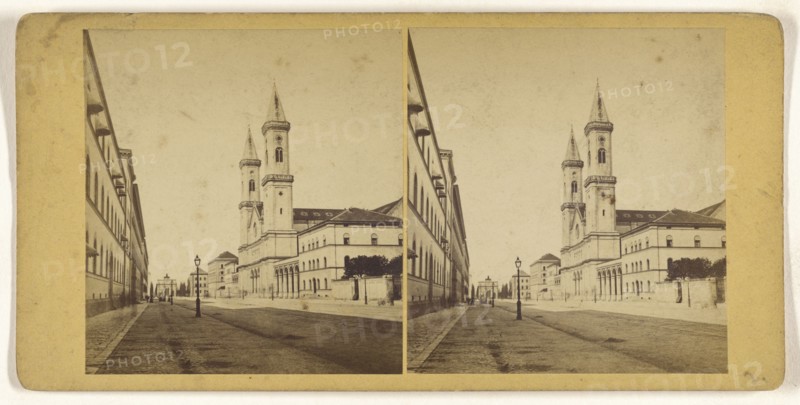 Munchen, Germany, Die Ludwigskirche; German; about 1870; Albumen silver print