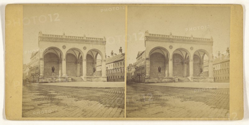 Munchen, Germany, Die Feldherrnhalle; German; about 1870; Albumen silver print