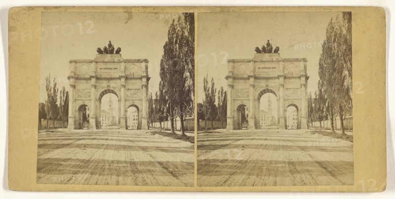 Munchen, Germany, Das Siegesthor; German; about 1870; Albumen silver print
