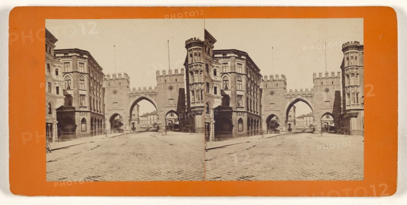 Munchen, Germany, Das Carlsthor; German; about 1870; Albumen silver print
