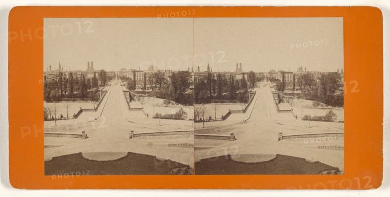 Munchen, Germany, Die Maxmiliansstrasse; German; about 1870; Albumen silver print
