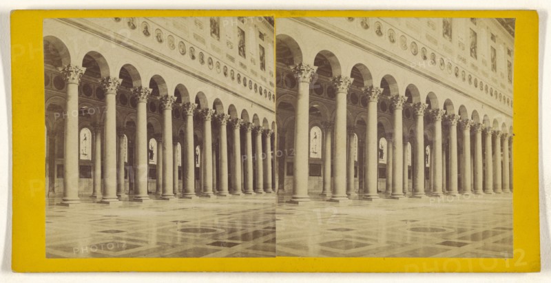 Rome. Interior of St. Paul's Church; Italian; about 1860; Albumen silver print