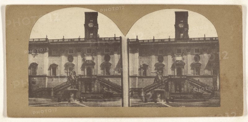 Monte Cavallo, Rome; Italian; about 1860; Collotype