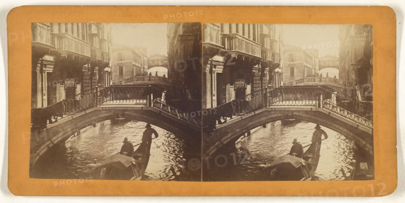 Canal, Venice, Italy; Italian; about 1865; Albumen silver print