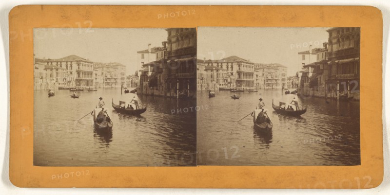 Canal, Venice, Italy; Italian; about 1865; Albumen silver print