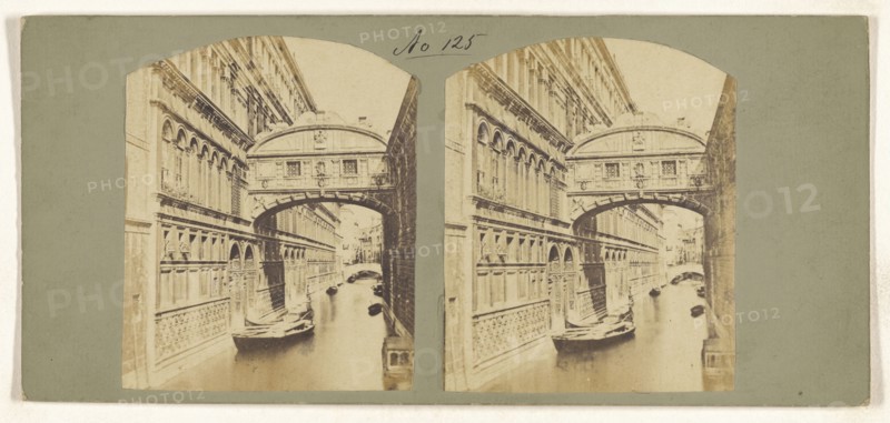 Bridge of Sighs, Venice, Italy; Italian; about 1865; Albumen silver print