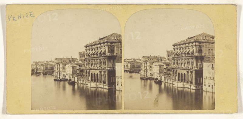 Palaces of Rezzonico and Foscari. Venice; Italian; about 1865; Albumen silver print