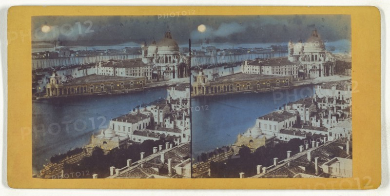 Bird's-eye view of Venice; Italian; about 1865; Hand-colored Albumen silver print