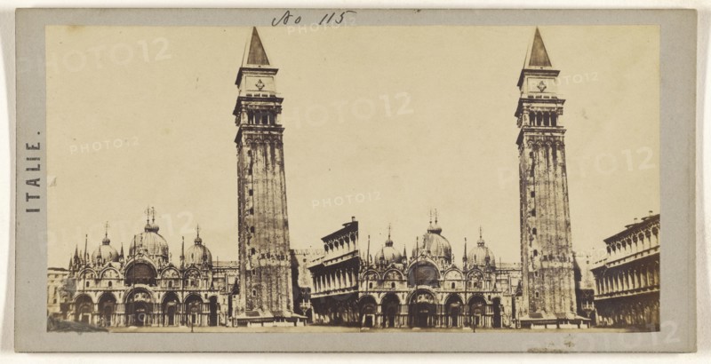 Ensemble de la place St Marc, Venise; Italian; about 1865; Albumen silver print