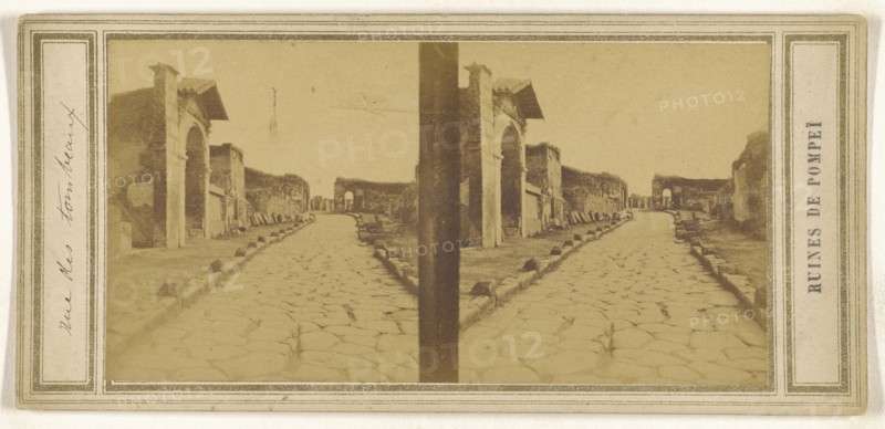 Ruines de Pompei,rue des tombeaux; Italian; about 1860; Albumen silver print