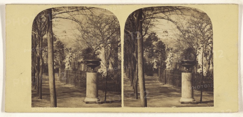 Jardin de la Villa Real, Naples; Italian; about 1865; Albumen silver print