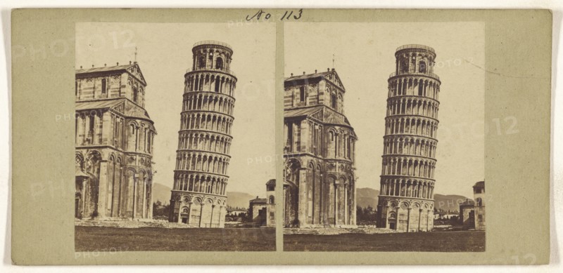 La tour penchee a Pisa; Italian; about 1865; Albumen silver print