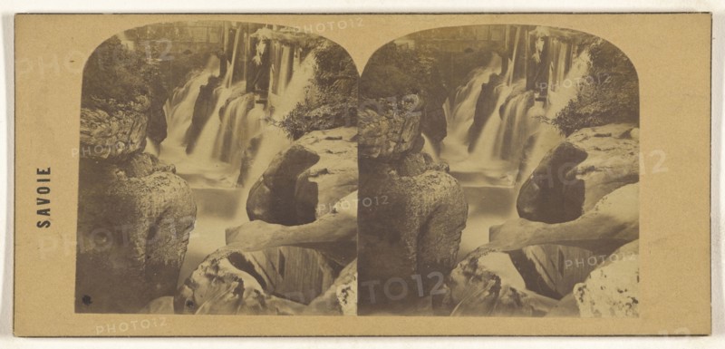 Cascade de Gresy-sur-Aix. vue prise des bords de l'abime; Italian; about 1870; Albumen silver print