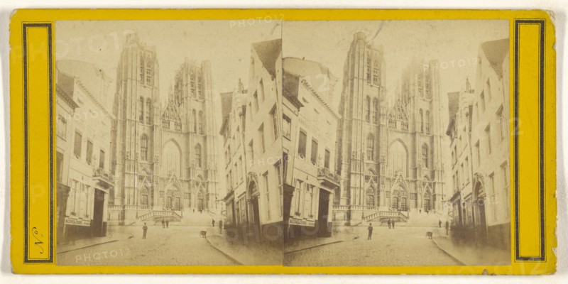 Eglise des S.S. Michel et Gudule, Bruxelles; about 1865; Albumen silver print