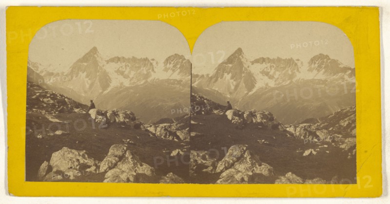 Col du bonhomme & le mont joli, Suisse, Switzerland; about 1865; Albumen silver print