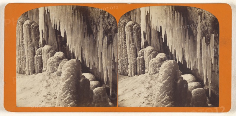 Winter view under Horse Shoe Fall, Canada side; Canadian; about 1865; Albumen silver print