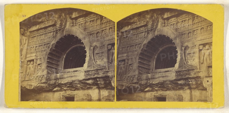 Cave No. 26. Outer view. Adjanta; about 1870; Albumen silver print