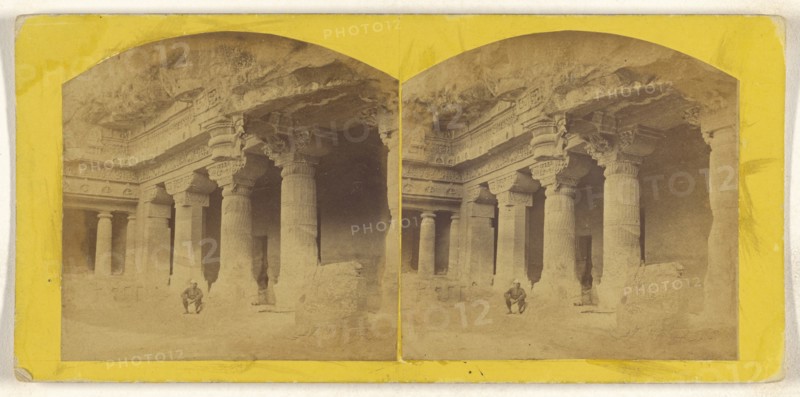 Cave No. 1, Outer view, Adjanta; about 1870; Albumen silver print