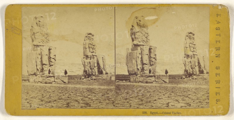 Egypt. - Colossi Thebes; about 1860; Albumen silver print