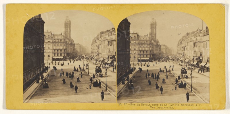 Rue de Rivoli, Prise de la Caserne Napoleon, a Paris. Vue Instantanee; French; about 1865; Albumen silver print