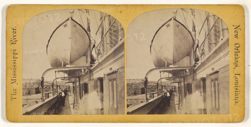 On board Steamer Hudson, of New York. The Mississippi River. New Orleans, Louisiana; American; about 1875; Albumen silver print