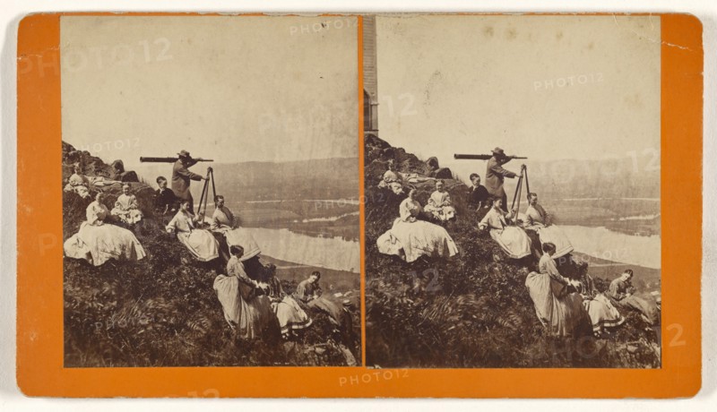 Prospecting on Mount Holyoke; American; about 1865; Albumen silver print