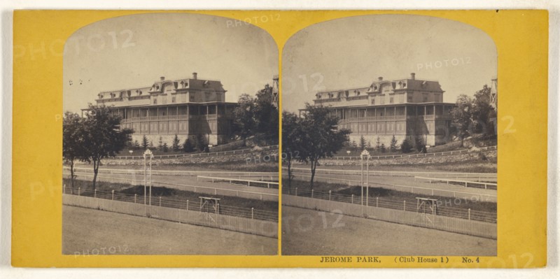 Jerome Park, Club House 1, No. 4 New York; American; about 1865; Albumen silver print