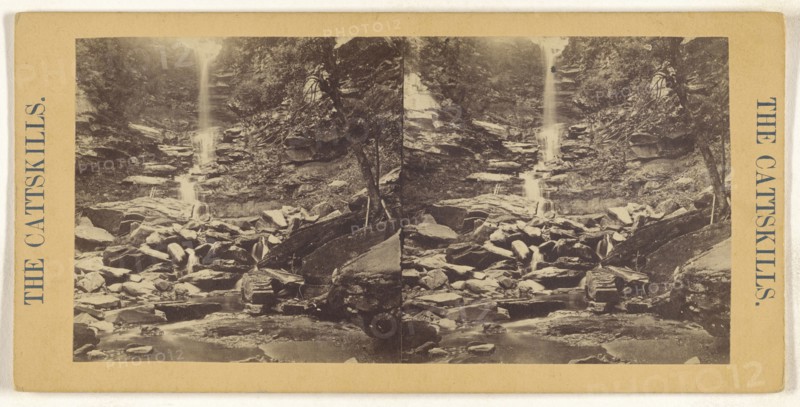 Falls, The Catskills; American; about 1865; Albumen silver print