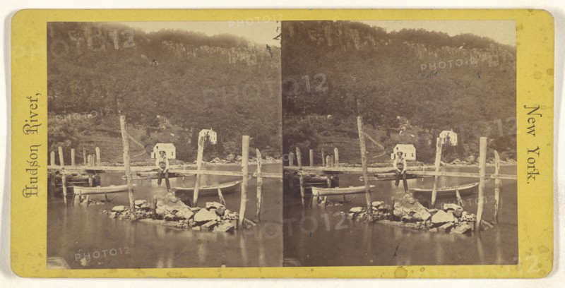 Ferry Dock and Front View of Palisades. Hudson River, New York; about 1860; Albumen silver print
