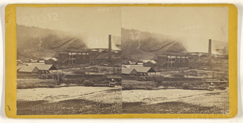 Mining town in Pennsylvania; American; about 1865; Albumen silver print