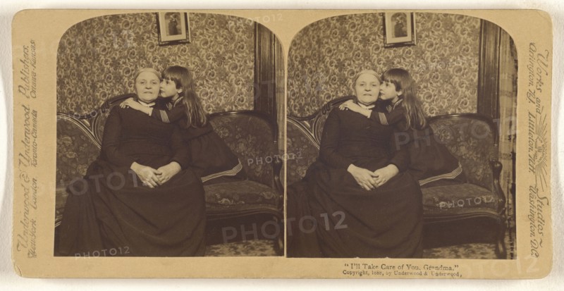 I'll Take Care of You, Grandma.; Underwood & Underwood, American, 1881 - 1940s, 1888; Albumen silver print