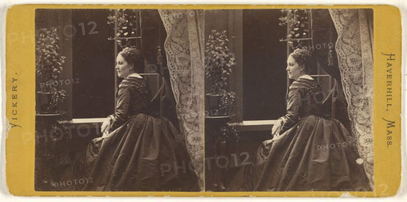 Woman posed before an open window, probably at Haverhill, Mass; Dexter B. Vickery, American, active Haverhill, Massachusetts