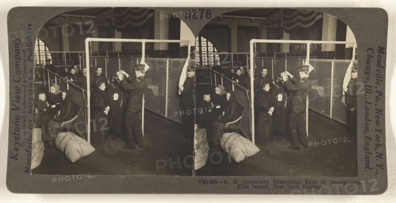 U.S. Inspectors Examining Eyes of Immigrants, Ellis Island, New York Harbor; Underwood & Underwood, American, 1881 - 1940s