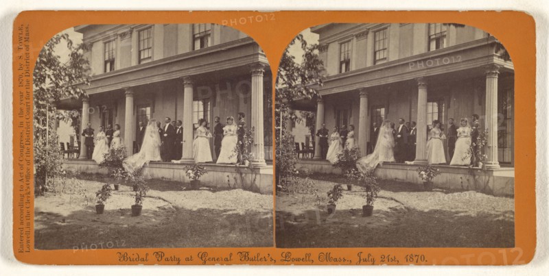 Bridal Party at General Butler's, Lowell, Mass., July 21st, 1870; Simon Towle, American, active Lowell, Massachusetts 1855