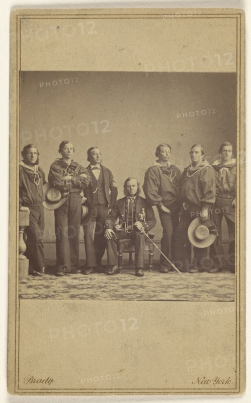 Group of seven soldiers, one being seated; Mathew B. Brady, American, about 1823 - 1896, about 1862; Albumen silver print