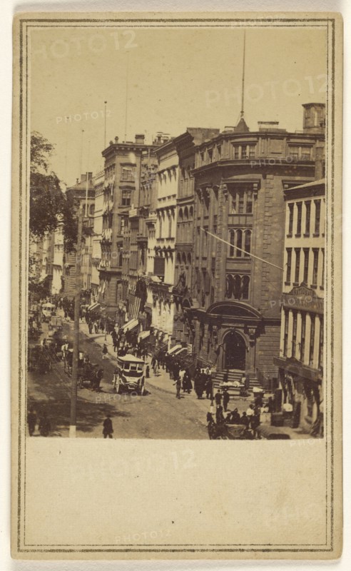 Broadway from Wall St. North - N.Y; Edward and Henry T. Anthony & Co., American, 1862 - 1902, about 1862; Albumen silver print