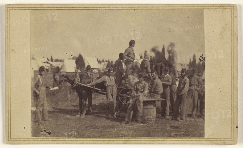 Ft. Runyon Settlers; Attributed to Mathew B. Brady, American, about 1823 - 1896, about 1862; Albumen silver print