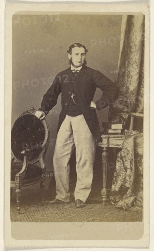 Man with muttonchops, standing; Schwarzschild & Co; 1860s; Albumen silver print