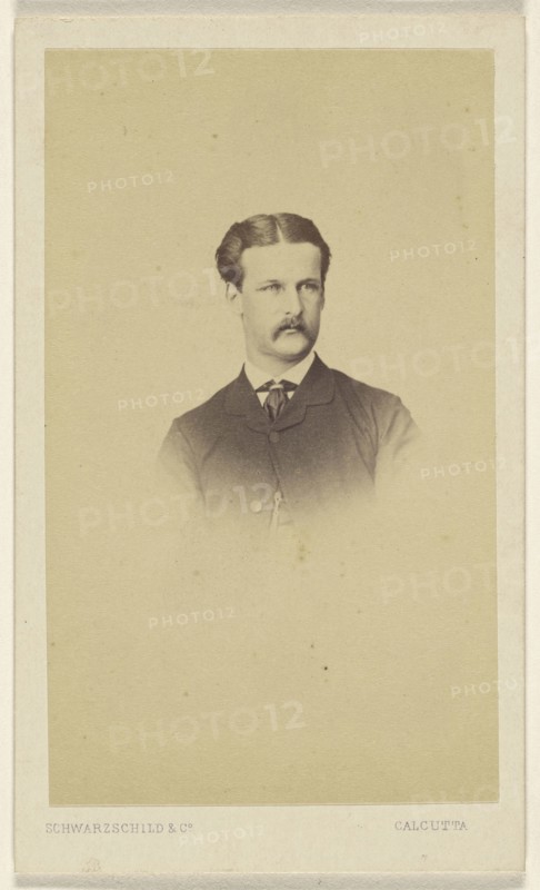 Man with moustache, in vignette style; Schwarzschild & Co; 1860s; Albumen silver print