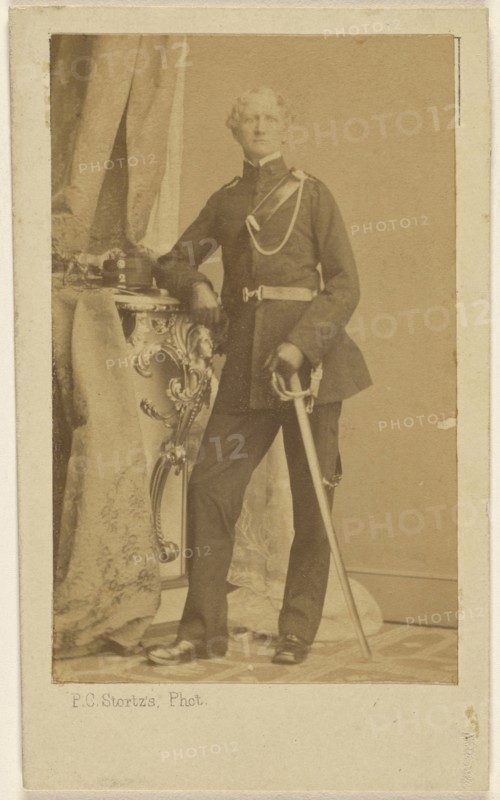 soldier with sword, standing; P.C. Stortz, British, active Liverpool and Leamington, England 1860s, 1860s; Albumen silver print