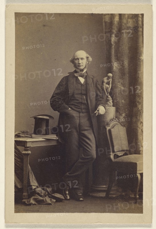 man standing, top hat on table; Camille Silvy, French, 1834 - 1910, 1860s; Albumen silver print