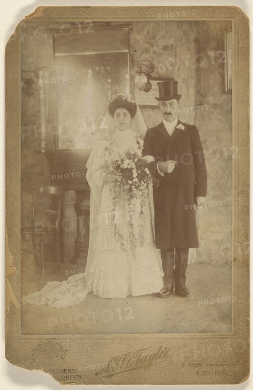 Portrait of a wedding couple, standing; A. & G. Taylor, British, active Leeds, England 1890s, about 1890; Gelatin silver print