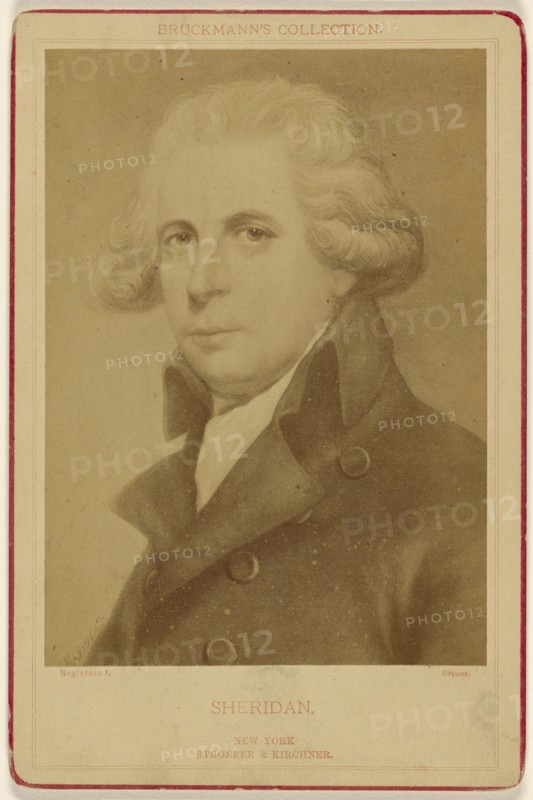Richard Brinsley Sheridan., copy of a painting, Stroeffer & Kirchner, or Friedrich Bruckmann, German, 1814 - 1898, about 1880