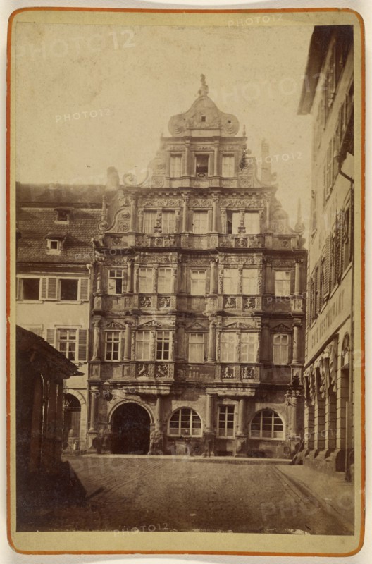 View of a building with the name Ritter, Heidelberg, Germany; Eduard Lange, German, active 1880s, about 1875; Albumen silver