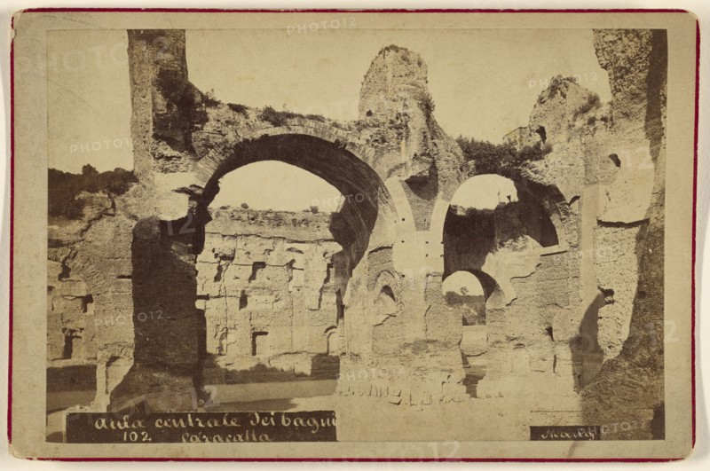 Aula centrale dei bagui Caracalla; Michele Mang, Italian, active Rome, Italy 1860s, about 1875; Albumen silver print