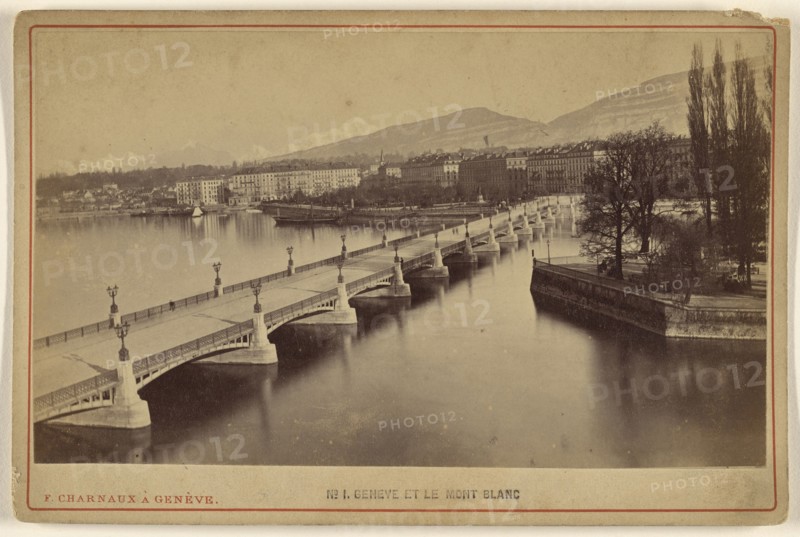 Geneve et le Mont Blanc; Florentin Charnaux, Swiss, 1832 - 1883, active Geneva, Switzerland 1850s - 1880s, about 1873; Albumen