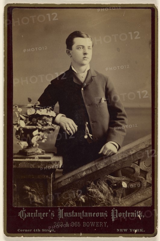 well-dressed young man, standing; Gardner, American, active New York, New York 1860s, about 1880; Albumen silver print
