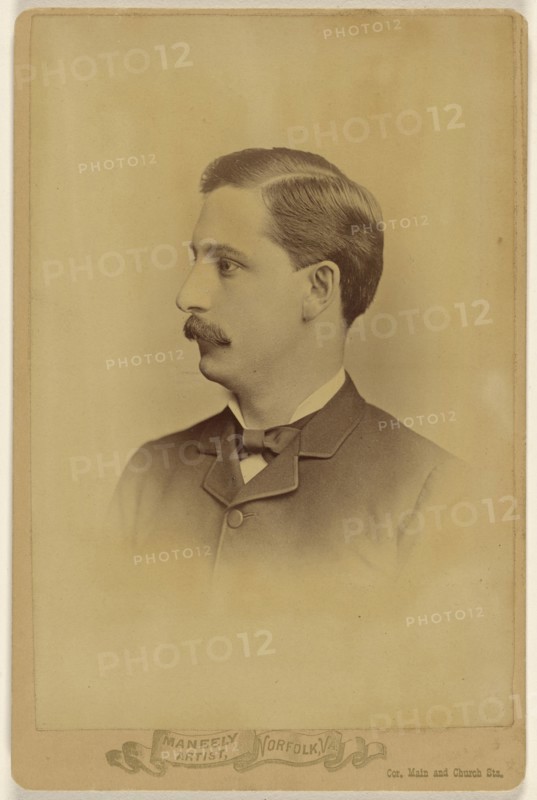 man with moustache, in profile; Harry F. Maneeley, American, 1852 - 1930, active Norfolk, Virginia, 1880s; Albumen silver print